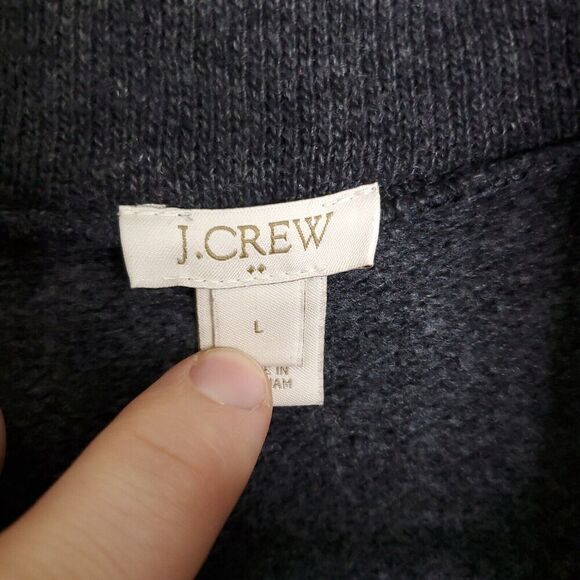 J Crew Sweater Womens L Cardigan Oversized Draped Collar Dark Gray Mid Weight - Picture 7 of 9